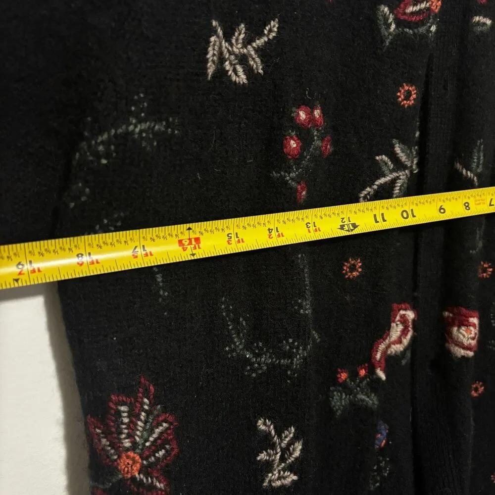 Sarah Spencer‎ Embroidered Wool Long Jacket Coat Artsy Whimsigoth L